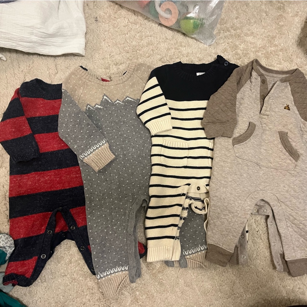 3-6 M sweater material rompers